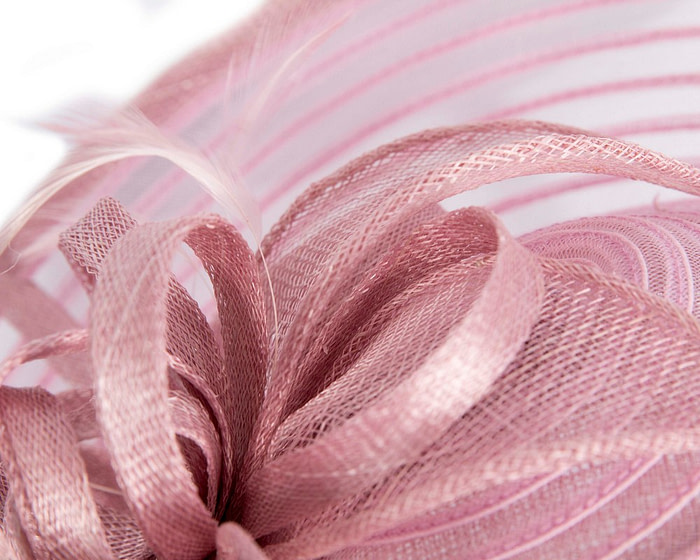 Max Alexander dusty pink plate fascinator with feathers - Hats From OZ