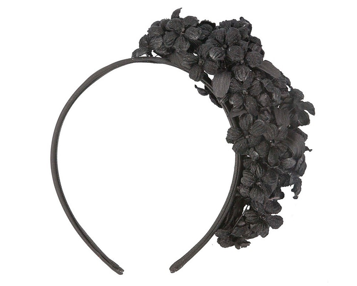 Black flower fascinator headband - Hats From OZ