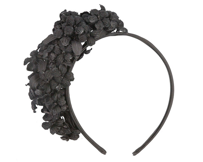 Black flower fascinator headband - Hats From OZ