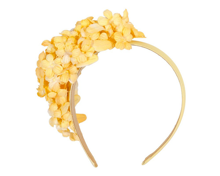 Yellow flower fascinator headband - Hats From OZ