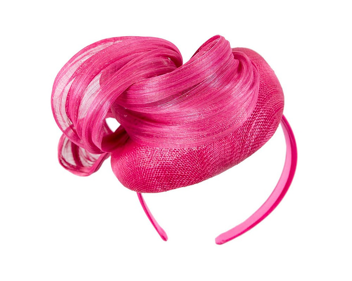 Fuchsia pillbox fascinator with silk abaca bow by Fillies Collection - Hats From OZ