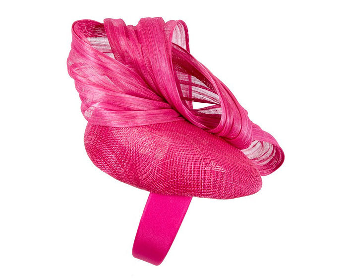 Fuchsia pillbox fascinator with silk abaca bow by Fillies Collection - Hats From OZ