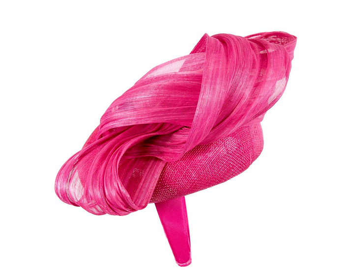 Fuchsia pillbox fascinator with silk abaca bow by Fillies Collection - Hats From OZ