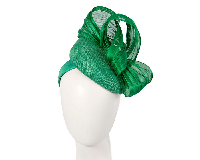 Green pillbox fascinator with silk abaca bow by Fillies Collection - Hats From OZ