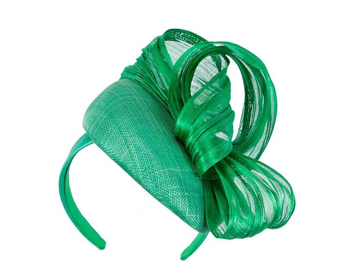 Green pillbox fascinator with silk abaca bow by Fillies Collection - Hats From OZ