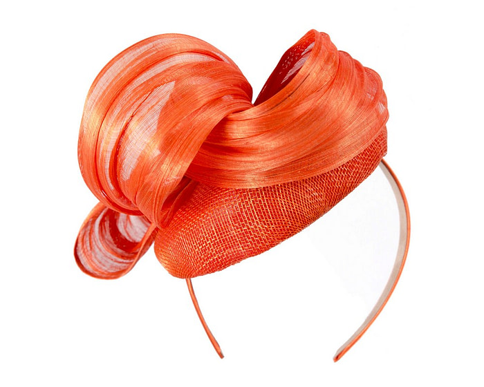 Orange pillbox fascinator with silk abaca bow by Fillies Collection - Hats From OZ