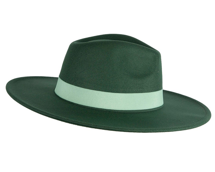 Green wide brim fedora hat - Hats From OZ