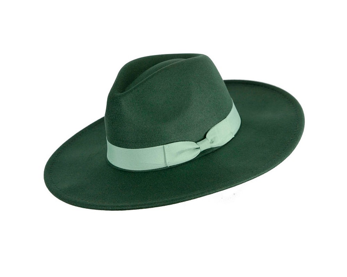 Green wide brim fedora hat - Hats From OZ