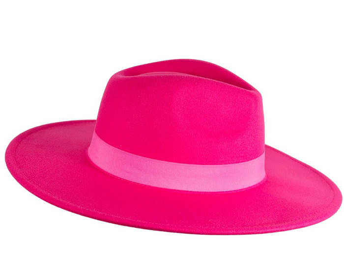 Hot pink wide brim fedora hat - Hats From OZ