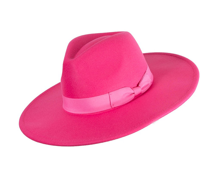 Hot pink wide brim fedora hat - Hats From OZ