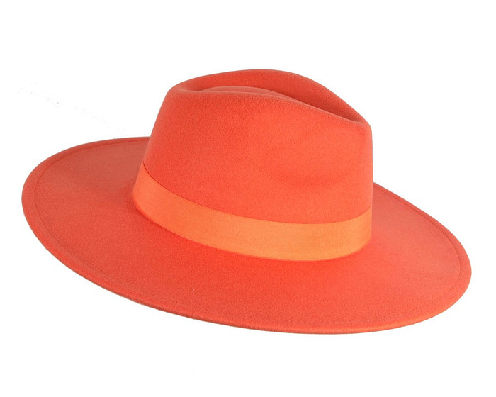 Orange wide brim fedora hat - Hats From OZ