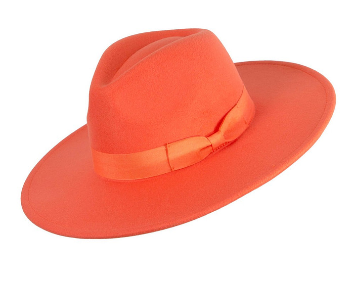 Orange wide brim fedora hat - Hats From OZ