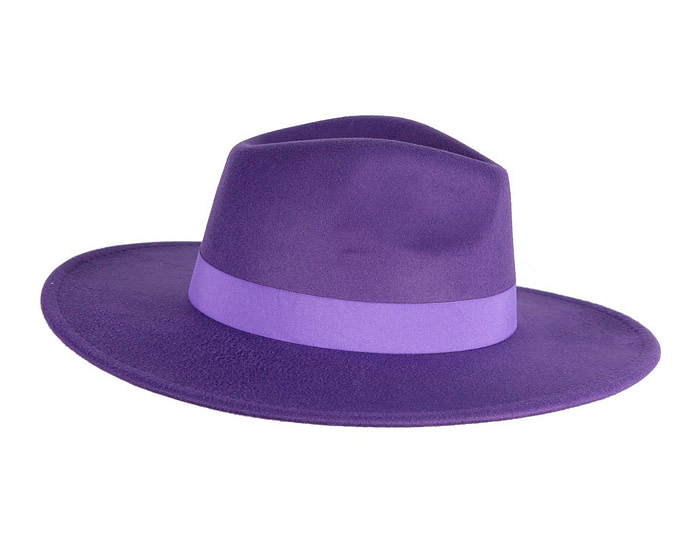 Purple wide brim fedora hat - Hats From OZ