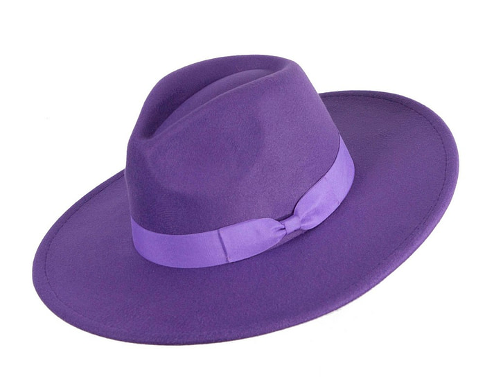 Purple wide brim fedora hat - Hats From OZ