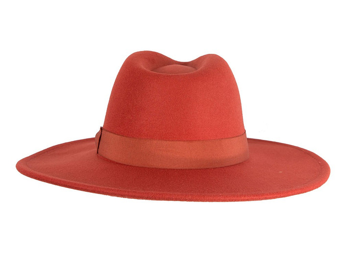 Burnt Orange wide brim fedora hat - Hats From OZ