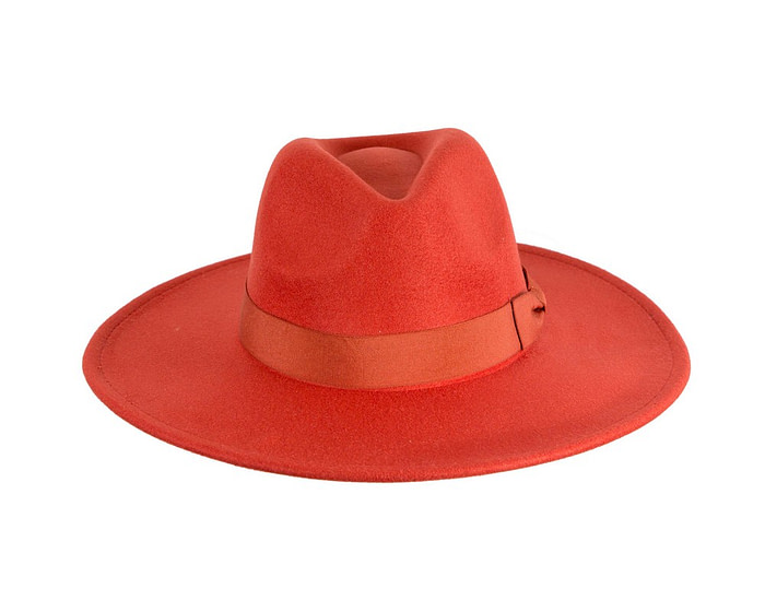 Burnt Orange wide brim fedora hat - Hats From OZ