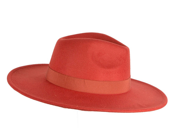 Burnt Orange wide brim fedora hat - Hats From OZ