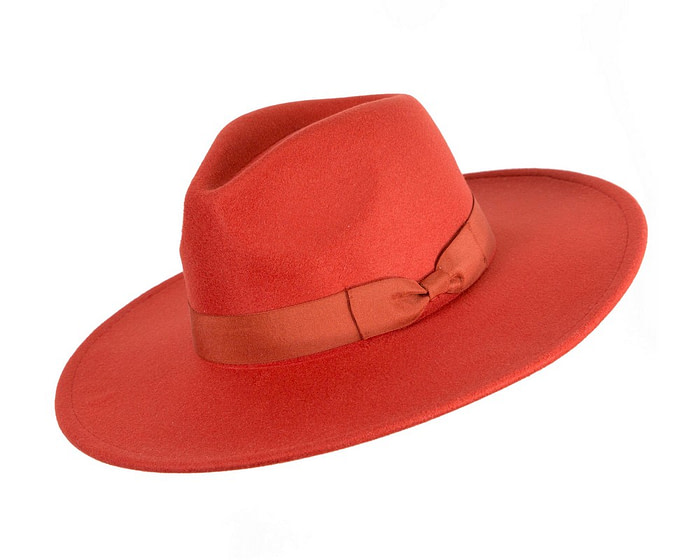 Burnt Orange wide brim fedora hat - Hats From OZ