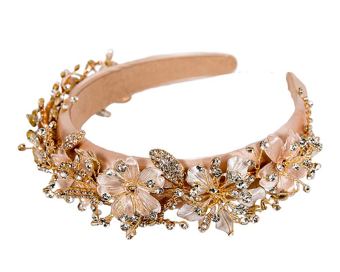 Pink gold flower fascinator headband jewelry (Copy) - Hats From OZ