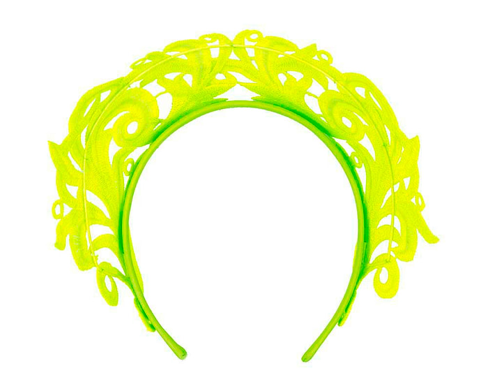 Modern fluro lime crown racing fascinator by Max Alexander - Hats From OZ