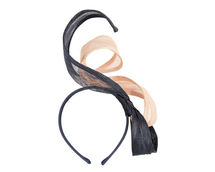 Navy & Nude sinamay fascinator by Max Alexander - Hats From OZ