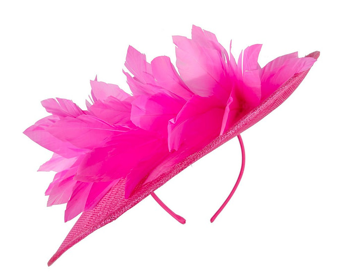 Large fuchsia sinamay fascinator hat by Max Alexander - Hats From OZ