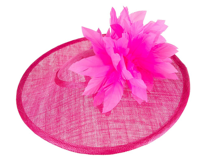 Large fuchsia sinamay fascinator hat by Max Alexander - Hats From OZ