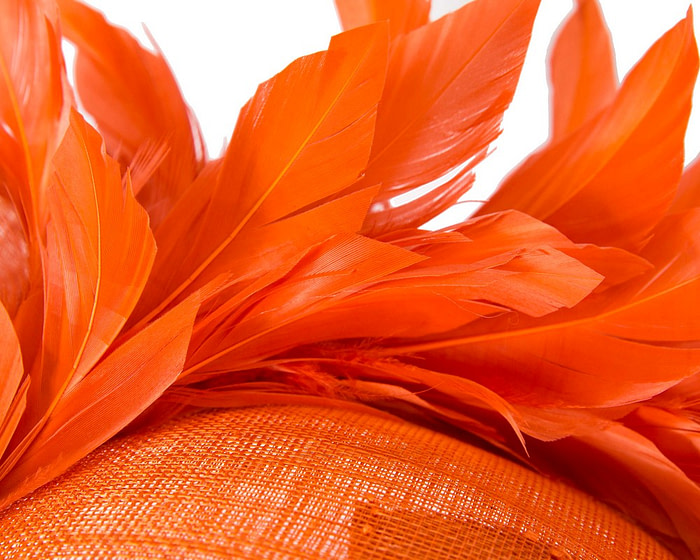 Large orange sinamay fascinator hat by Max Alexander - Hats From OZ