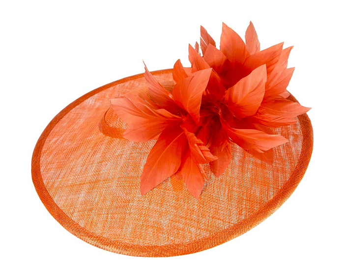 Large orange sinamay fascinator hat by Max Alexander - Hats From OZ