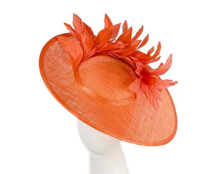 Large orange sinamay fascinator hat by Max Alexander - Hats From OZ