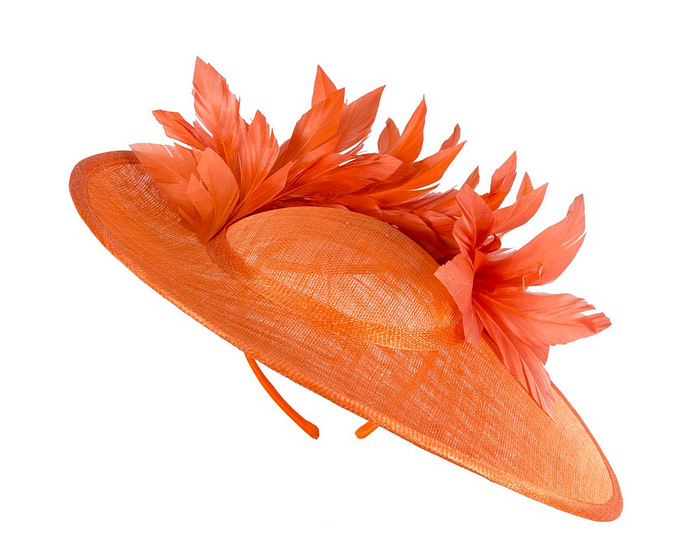 Large orange sinamay fascinator hat by Max Alexander - Hats From OZ