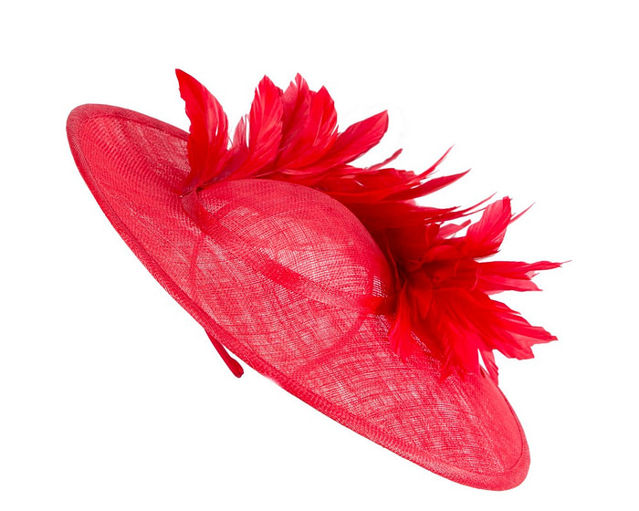 Large red sinamay fascinator hat by Max Alexander - Hats From OZ