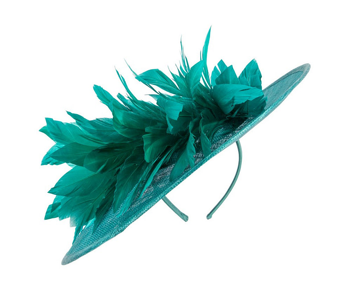 Large teal sinamay fascinator hat by Max Alexander - Hats From OZ