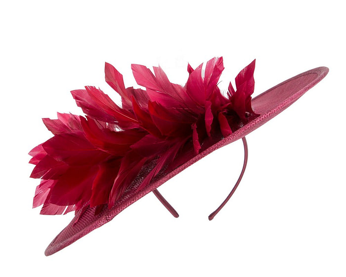 Large burgundy sinamay fascinator hat by Max Alexander - Hats From OZ