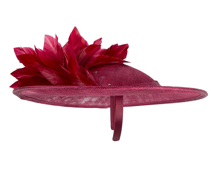 Large burgundy sinamay fascinator hat by Max Alexander - Hats From OZ