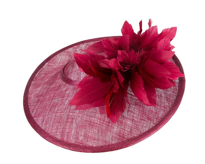 Large burgundy sinamay fascinator hat by Max Alexander - Hats From OZ