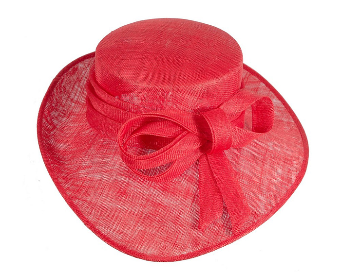 Wide brim red ladies fashion sinamay hat - Hats From OZ