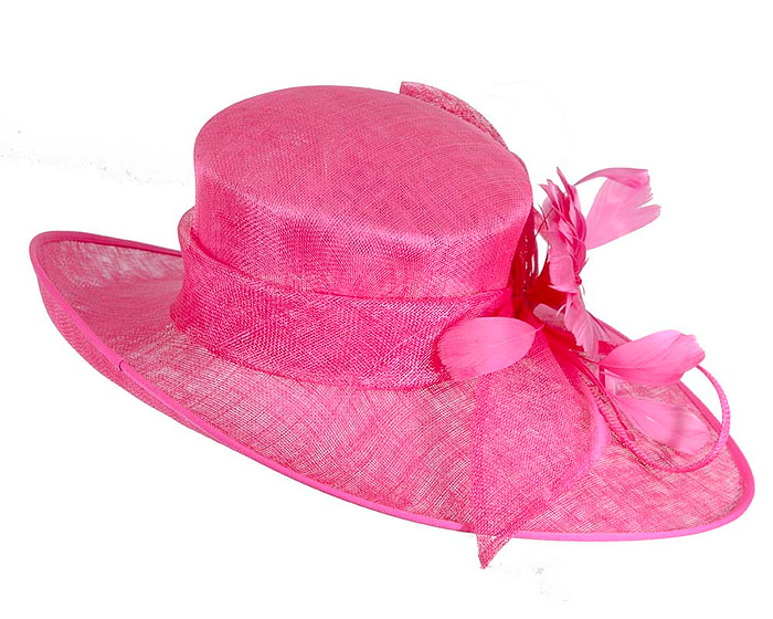 Wide brim fuchsia ladies fashion hat by Max Alexander - Hats From OZ