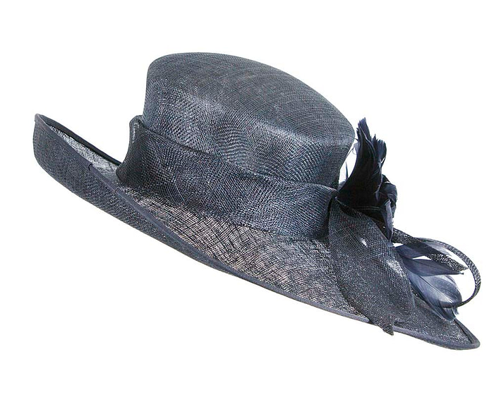 Wide brim navy ladies fashion hat by Max Alexander - Hats From OZ