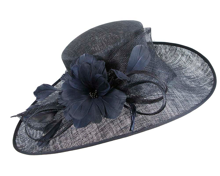 Wide brim navy ladies fashion hat by Max Alexander - Hats From OZ