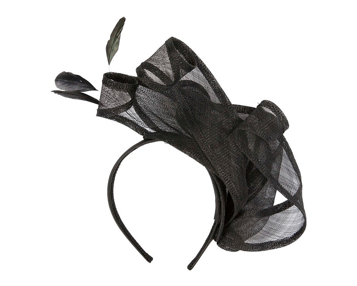 Large black sinamay fascinator MA931 - Hats From OZ