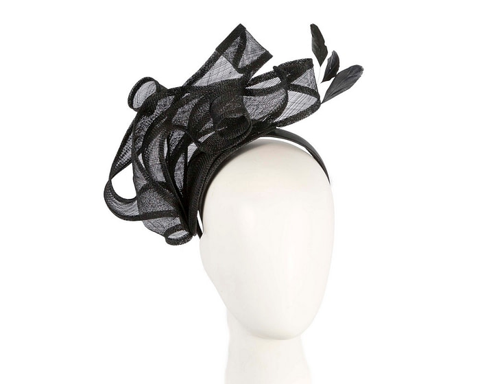 Large black sinamay fascinator MA931 - Hats From OZ