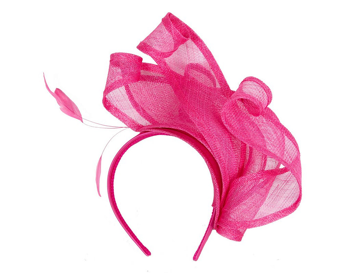 Large fuchsia sinamay fascinator MA931 - Hats From OZ