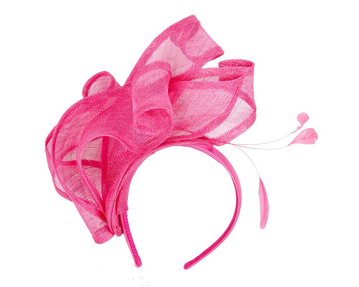 Large fuchsia sinamay fascinator MA931 - Hats From OZ