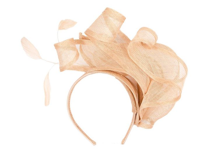 Large nude sinamay fascinator MA931 - Hats From OZ