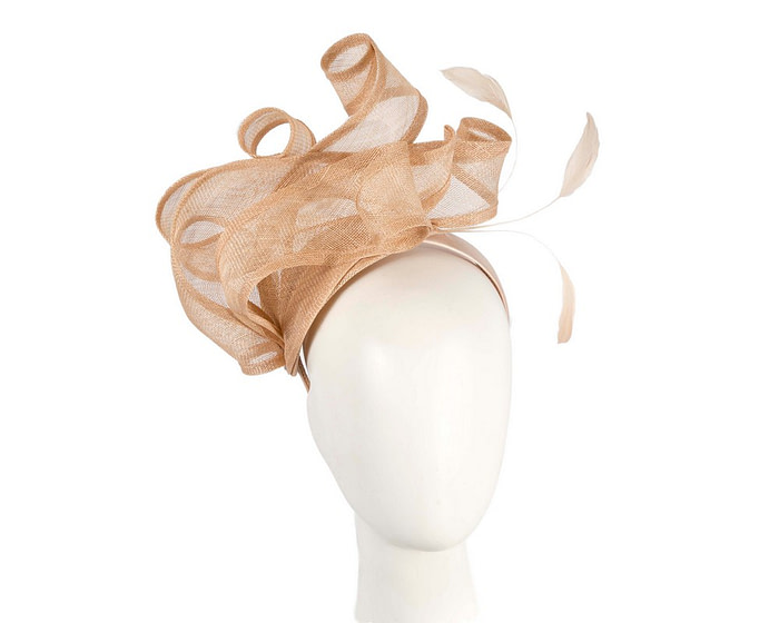 Large nude sinamay fascinator MA931 - Hats From OZ