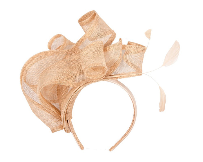 Large nude sinamay fascinator MA931 - Hats From OZ