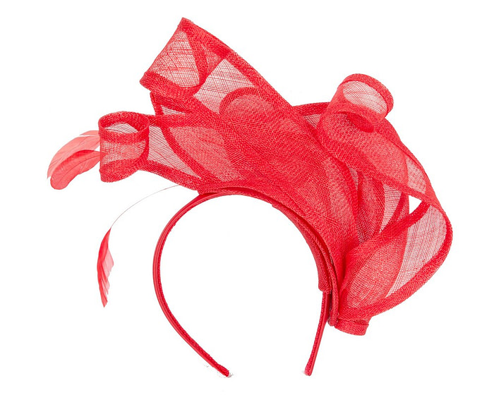 Large red sinamay fascinator MA931 - Hats From OZ