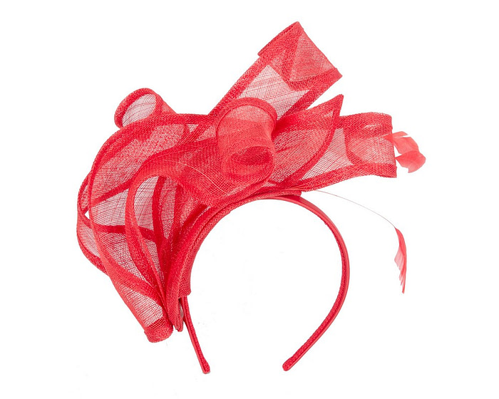 Large red sinamay fascinator MA931 - Hats From OZ