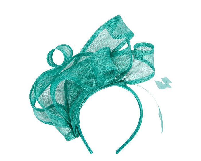 Large teal green sinamay fascinator MA931 - Hats From OZ